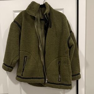 Abercrombie & Fitch Olive Sherpa Bomber Jacket